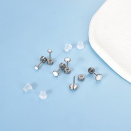 Titanium Earrings Hypoallergenic Women Men Girls G23 Titanium Stud Earrings with Screw Back Small Zirconia Stud Earrings 3 mm 4 mm 5 mm, Titanium, Cubic Zirconia