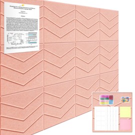 Large Cork Boards for Walls 47"X35",12 Pack Bulletin Boards Felt Wall Tiles, Cork Board Alternative with Removable Adhesive Tabs, Pushpins & Wooden Clip Pins, Sticky Notes for Home Office Pink