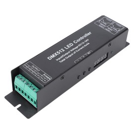 DMX512 Decorder LED Controller, Stainless Steel 4 Channels DC 12V-24V Constant Voltage DMX Dimmer Decoder Controller for RGB RGBW Strip Light Stage Light
