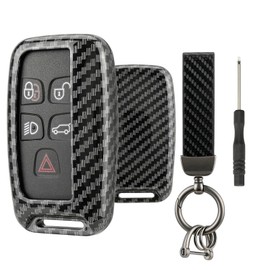Carbon Fiber Hard Car Key Case Cover For Range Rover Sport Evoque L-and Rover Discovery 4 Freelander 2 with Keychain Screwdriver