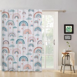ggaimwf Rainbow Curtains with Pencil Pleat, Hobo Colourful Cartoon Pattern, Rainbow Curtains, Children's Room, Window Treatment for Girls, Living Room, Children's Room, Cafe Curtain, 107 x 160 cm, 1