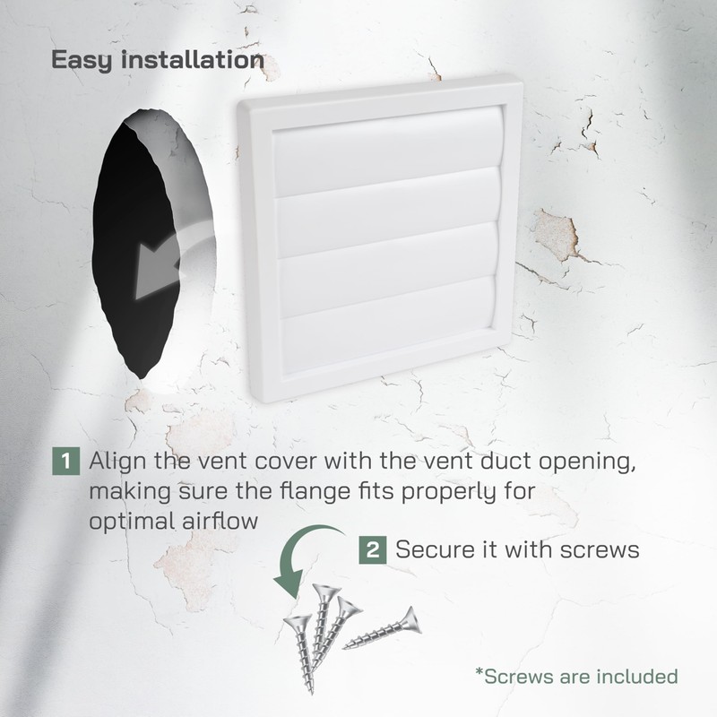 Vent Systems 150mm White Exhaust Cover - Dryer Hood -