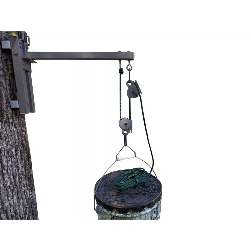 BullsEye OutDoors Bucket Feeder Hanger with Bracket and Locking Pulley