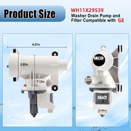 WH11X29539 Washer Drain Pump and Filter for GE Front Load Washing Machines, Replacement Parts 4962370 AP6986715 PS16217203 EAP16217203 B25-3A04 PD00065822