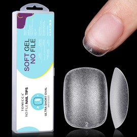 TOMICCA Extra Short Oval Nail Tips - 360Pcs Soft Gel Nail Tips, 15 Sizes Double-sided Matte No File Nail Tips, Acrylic Full Cover Short Gel Tips for Nail Extensions