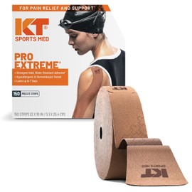 Pro Extreme Synthetic Jumbo Kinesiology Athletic Tape, 150 Count, 10” Precut Strips