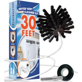 Smart House Inc Kit limpiador de ventilacion para secadora - (30 pies) innovador quitapelusas reutilizable de nailon fuerte cepillo para polvo de pelusas flexible con accesorio de taladro para una limpieza mas rapida