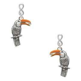 Delight Jewelry Silvertone Toucan Silvertone Infinity Post Earrings