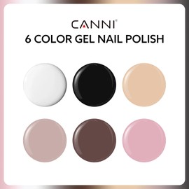 CANNI CANNI 9ml Hema-Free White Black Fall Gel Nail Polish Set- 6Pcs White Black Nude Pink Brown Fall Colors Gel Polish Kit, Soak Off LED Nail Gel Manicure Kit DIY at Home Salon Gifts for Women Girls