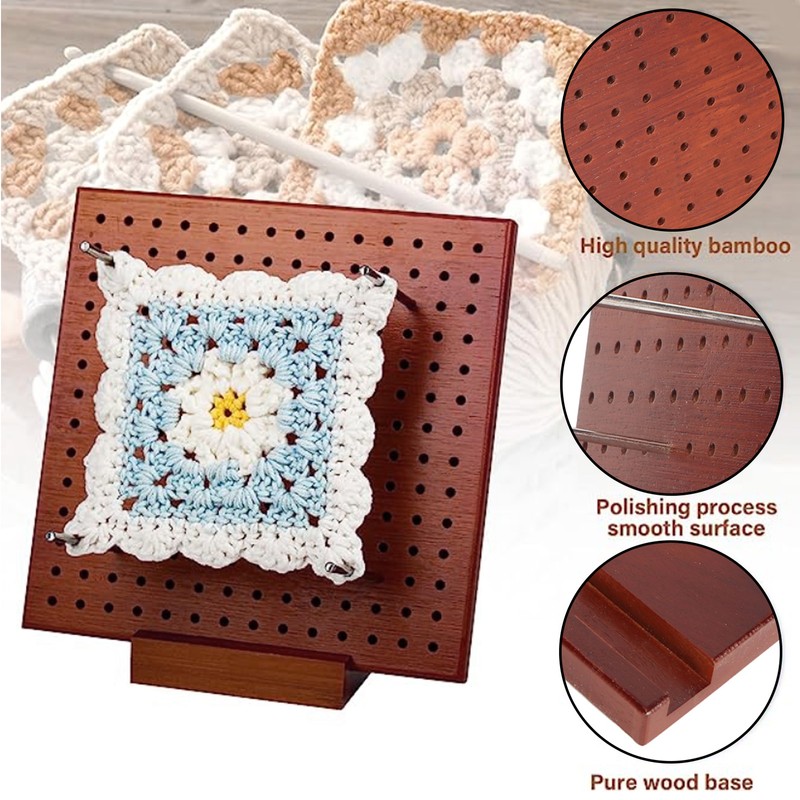 Crochet Blocking Board Wooden Handcrafted Knitting Blocking Mat for Knitting