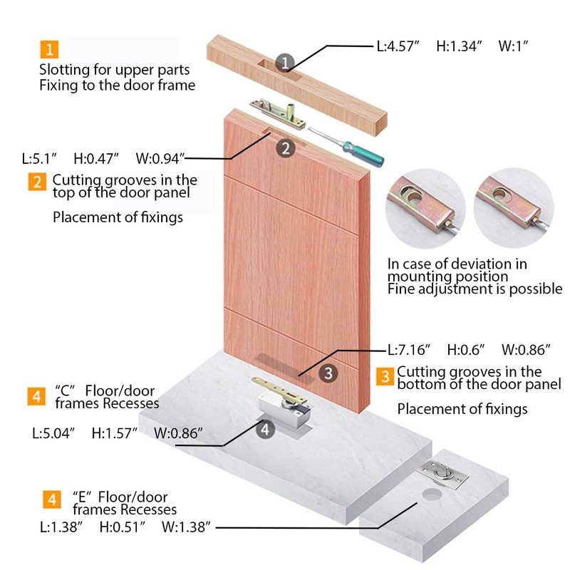 HOWHY Hidden Hinge Hardware for Heavy Duty Wood Doors &