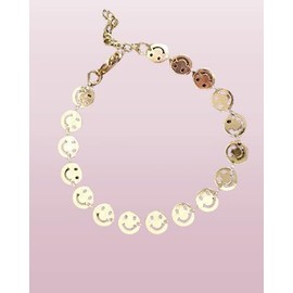Gold Happy Faces Chain Anklet Bracelet Gift For Her (Anklet Size)
