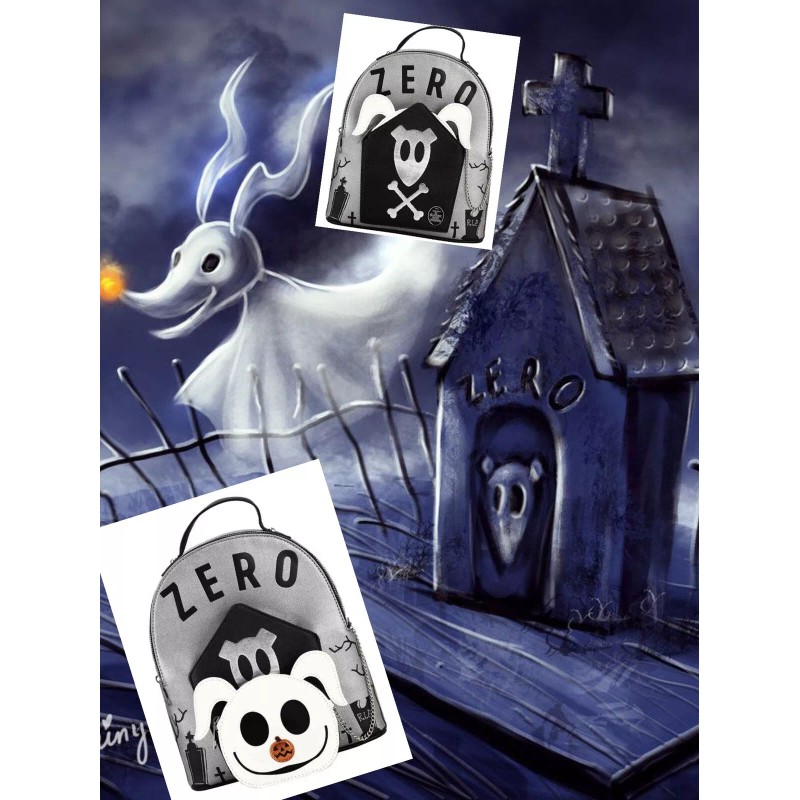 Bioworld NIGHTMARE BEFORE CHRISTMAS ZERO MINI BACKPACK Tombstone & CHANGE