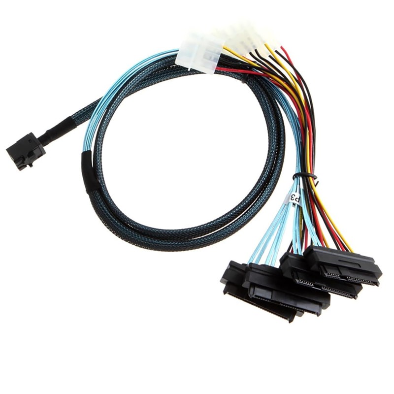AoQhir Mini SAS HD SFF-8643 to 4X SAS SFF-8482 Server