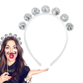 MisFun Disco Ball Headband, Headband with Disco Ball, Headband Disco, Hair Accessories for Fancy Dress Costumes, Glitter Headband Disco, Headband Disco for 70s 80s Outfit Party Costume Accessories