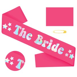Generic The Bride Iridescent Sash, Hot pink Bride to be Sash,Bachelorette Party Sash, Bridal Shower Engagement Wedding Party, Hen Party Decorations Supplies, Future Mrs Sash