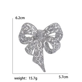 Vintage Big Bow Knot Rhinestones Sparkly Brooches Pins Delicate Ribbon Bow Brooch Classic for Wedding Party Dance Banquet for Women Girls Lapel Pins Dress Suit Shirt Accessories Jewelry (White)