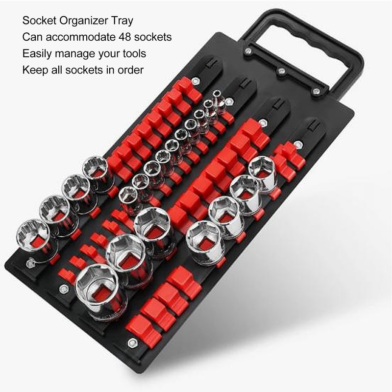 48 Piece Socket Organizer Tray 1/2 Inch X 14 Clips