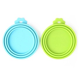 Comtim Pet Food Can Cover Silicone Can Lids for Dog and Cat Food(Universal Size,One fit 3 Standard Size Food Cans),Blue and Green