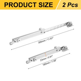 sourcing map 2Pcs 300mm Casement Stay Window Latch, Stainless Steel Casement Window Stays, Adjustable Friction Stay Hinges Window Brace, Electroplating Brushed Silver