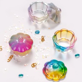 GSHLLO 2 Pcs Glass Crystal Dish Cups Nail Acrylic Dappen Dish Monomer Dish Holder Nail Art Liquid Powder Bowl with Lid