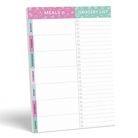 Sweetzer & Orange Sweetzer & Orange Purple/Teal Meal Planner Magnetic Pad | 7x10 inch Notepad for Organized Weekly & Daily Planning | Tear-Off Grocery Checklist for Convenient Shopping | Notepads for Refrigerator Door
