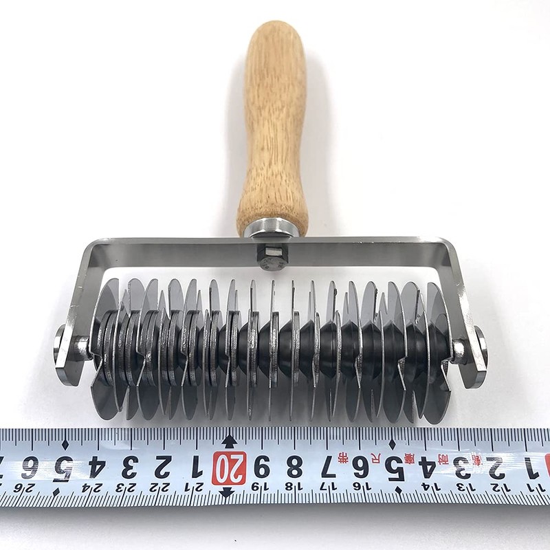 Stainless Steel Dough Lattice Roller Cutter with Wood Handle,Cookie Pie