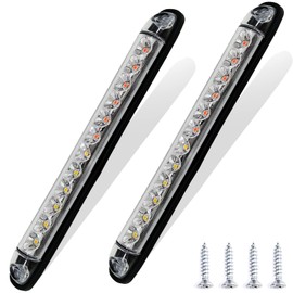 PSEQT 10" LED Trailer Tail Light Bar + Brake Stop +Turn Signal Lights Assembly Identification Red & Amber Sequential Strobe Strip Light Waterproof for Wrangler Pickup Golf Cart Offroad Truck RV UTV