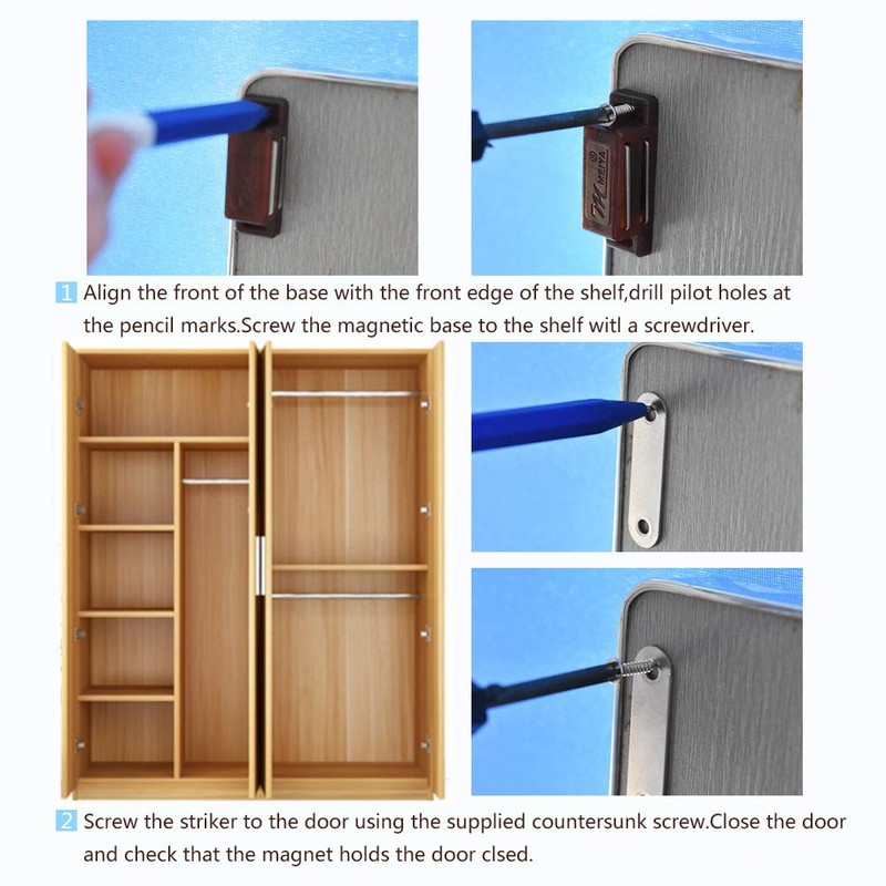 12Pack Magnetic Door Catch - 15lb High Magnetic Plastic Heavy