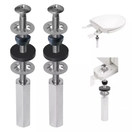 Hibbent 2PCS Toilet Seat Bolts Kit,Universal Stainless Steel Downlock Nuts Rubber Washer