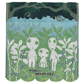Marushin 1005012500 Hand Towel, Ghibli, Princess Mononoke 13.4 x 14.2 inches (34 x 36 cm), Kodama Forest 100% Cotton