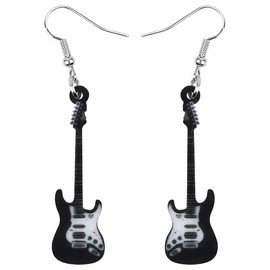DOWAY Acrylic Cute Musical Instrument Electric Beth Guitar Earrings Drop Dangle Jewellery Fashion Decoration for Women Girls Funny Party Gifts, Acrylic, No Gemstone