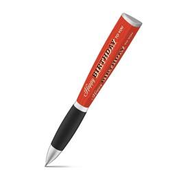 ANINKABOVE Happy Birthday Pen (1 Pen, 3-Sided) - Ballpoint Pen - Red Wave - Soft Grip - Refillable, Smudge Free - Gift for Women, Men, Kids & Teens