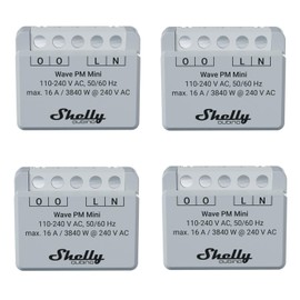 Shelly Qubino Wave PM Mini | Pack of 4 | Z-wave Power Meter, 1 Channel 16 A with | Home Automation | iOS Android App | Low Power Consumption | High Compatibility