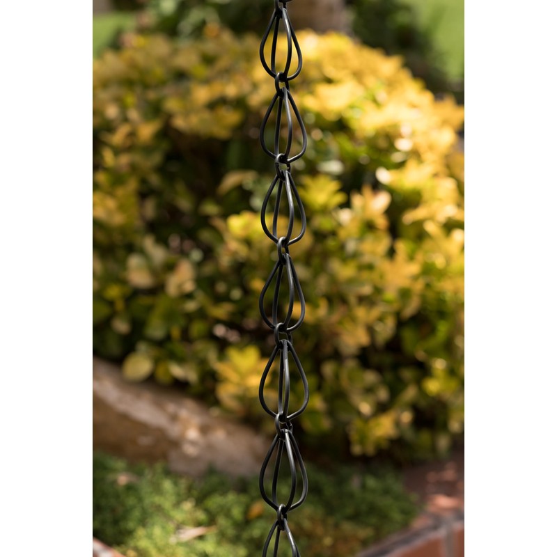 Monarch Rain Chains Aluminum Teardrop Black Rain Chains for Gutters