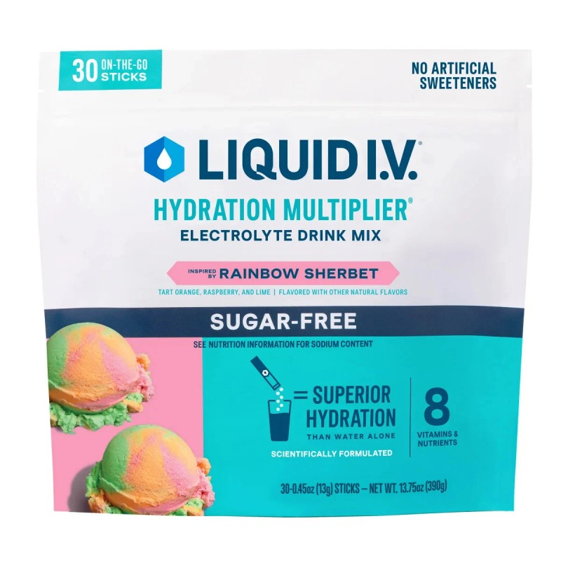 Liquid IV Hydration Multiplier RAINBOW SHERBERT 30 On-The-Go Sticks SUGAR