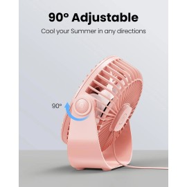 Gaiatop USB Desk Fan, 3 Speeds Strong Airflow,5.5 Inch Portable 90° Rotate Quiet Cooling