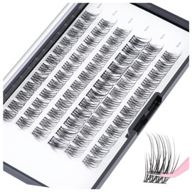 Natural Lash Clusters - 72pcs Wispy Eyelash Clusters, D Curl 16mm Resuable DIY Lash Extensions,LANKIZ Individual Lashes for Beginners(GLAMOUR)