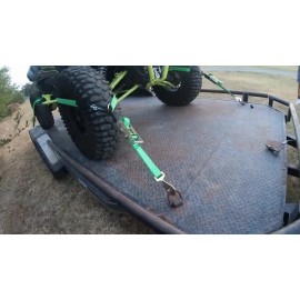 TREKASSY 4 Axle Strap Car Trailer Hauler Wheel Net Ratchet Tie Down Straps w/ Snaps Hooks