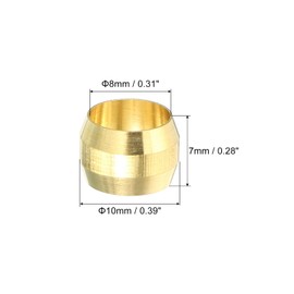 PATIKIL Pack of 40 Brass Compression Sleeves, 8 mm Tube Outer Diameter, Brass Compression Fittings, Brass Compression Fitting Assortment Kit