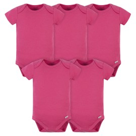 Gerber unisex baby 5 Pack Onesies Multi-packs Bundle Interlock 180 Gsm Shirt, Hot Pink, 12 Months US