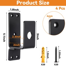 4 Pack Heavy Duty Door Barricade Bracket for 2X4 Lumber, Drop Open Bar Holder Steel U Bracket as Home, Barn, Shed, Garage