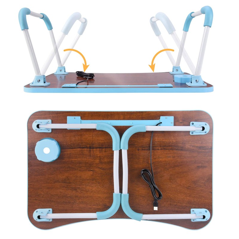 Slendor Lap Desk with Cup Holder, Foldable Laptop Table for