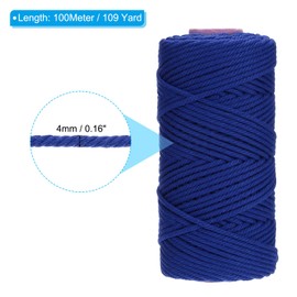 PATIKIL 3 mm x 109 Yard Macrame Cord, Soft Cotton Macrame Yarn Cord with 4 Strands Twisted for Wall Hangings, Plant Hangers, Dream Catchers, DIY Knitting Supplies, Blue