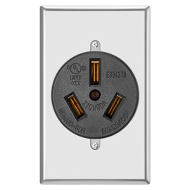 Aweking UL Listed 50 Amp 50A Power Receptacle Outlet NEMA 10-50R,Industrial Power,125 Volt,250 Volt,nema 10-50r Receptacle,Straight Blade,Flush Mounti (NEMA 10-50R/Rectangle wallplate)