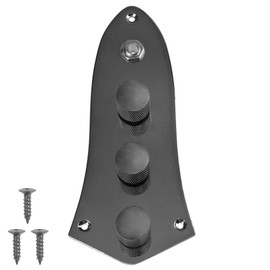 Yootones 3 Bands Loaded Control Plate Pre-Wired w/Preamp Knobs Pots Compatible with Fender Squier Jazz J Bass (Black)