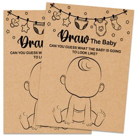 Misaidou Baby Shower Game, Draw The Baby Cards, Baby Shower Party Games Supplies & Activities, Baby Shower Decorations, Baby Shower Ideas, 30 Game Cards Included, Kraft