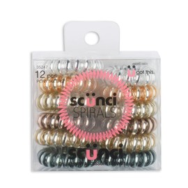 Scunci Spirals In Acetate Bx Metallic â€“ 12 pk