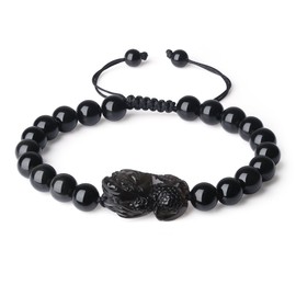 COAI Men's Beaded Bracelet Obsidian Stone Pi Yao Bracelet