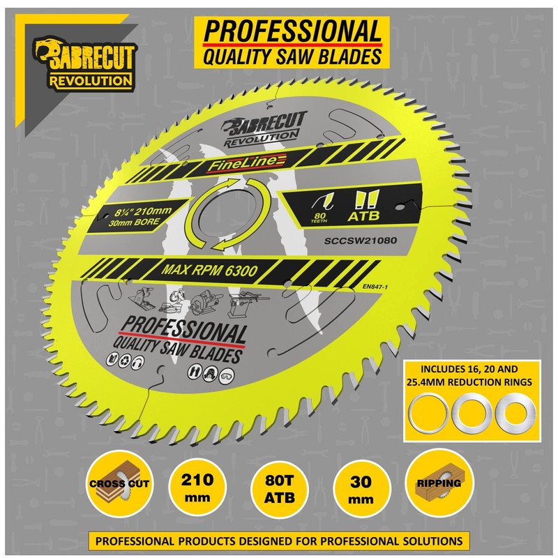 1 x SCCSW21080 SabreCut 210mm 80T x 30mm Bore Fineline